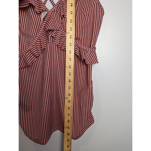 Motherhood Maternity Ruffle Front Tankini Top Striped Pink UPF50+ Size Large 1pc - Picture 5 of 11